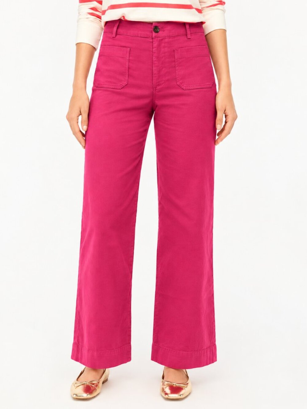 J.Crew Factory Lizzie Wide Leg Pants Women 27 Hot Pink Cotton Linen High Rise